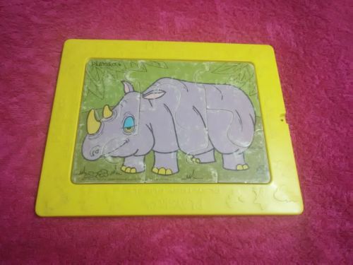 Vintage Playskool Play Tray Frame Board Puzzles 1972 Jigsaw Number 150-8 Rhino