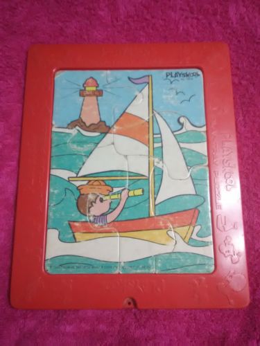 Vintage Playskool Play Tray Frame Board Puzzles 1972 Jigsaw Number 150-9 Boat