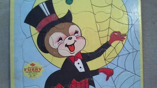 VINTAGE BUILT RITE STA-N-PLACE FURRY INLAID PUZZLE 