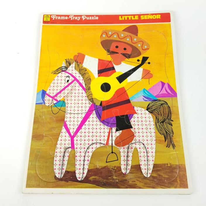 Vintage 1969 Merrigold Press Frame Tray Puzzle Little Senor Man on Horse