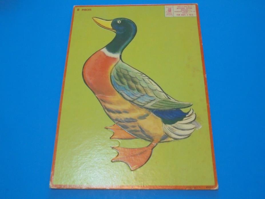 Duck Frame Tray Puzzle By Milton Bradley Vintage 1958 8 Pieces