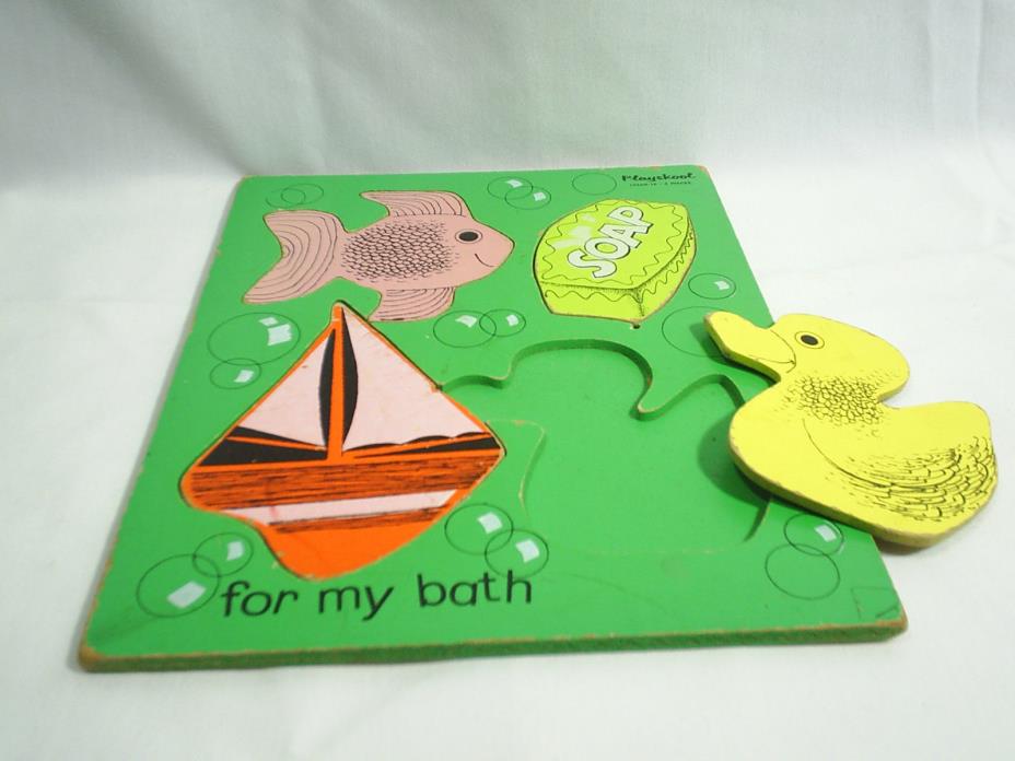Playskool For My Bath 155an-16 Tray Puzzle Young Childs Wooden Vintage