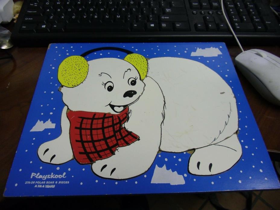 Vintage Playskool Wooden Tray Puzzle - Polar Bear 275 - 26