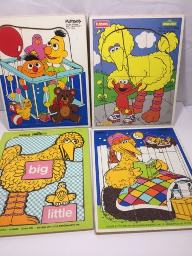 Sesame Street Muppets Vintage Puzzle Lot of 4 PLAYSKOOL Wooden Tray Puzzle