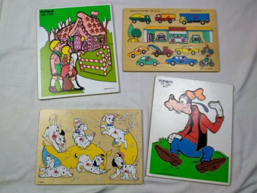 Disney Playskool Vintage Board Puzzles Goofy 101 Dalmatians Cars Hansel & Gretel