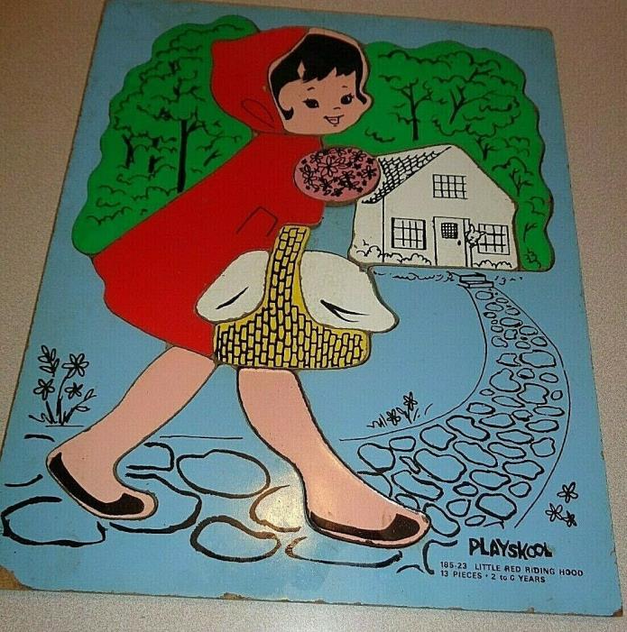 Vintage Playskool Parts Puzzle Little Red Riding Hood Wood Puzzle Complete 18523