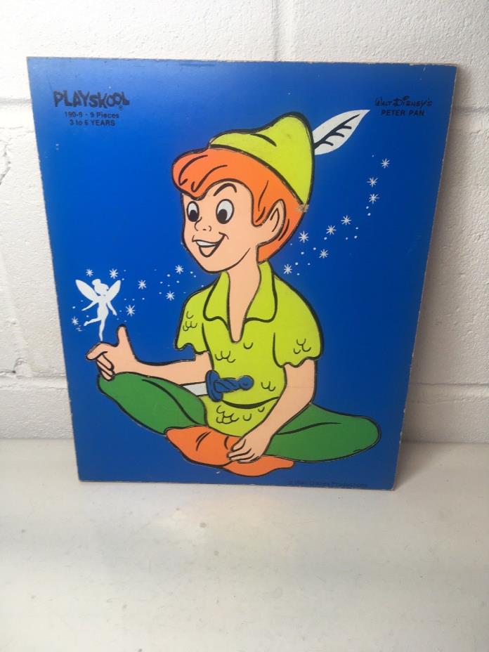 WALT DISNEY'S PETER PAN / PLAYSKOOL 9 PIECE WOODEN PUZZLE 190-9 / TINKERBELL