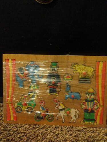 Vintage Wooden Circus Tray Puzzle Made In Taiwan