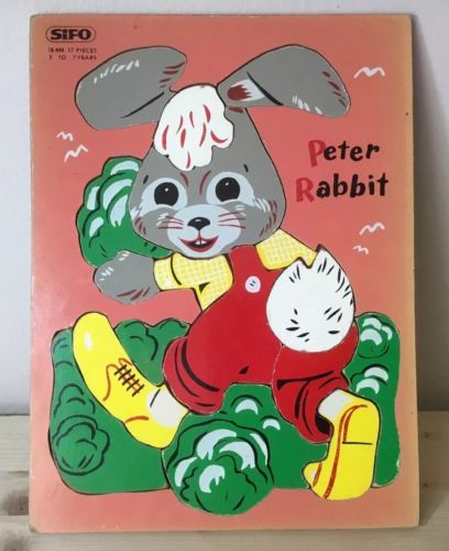 VINTAGE SIFO WOOD BOARD PUZZLE 17 PIECES Peter Rabbit Rare!