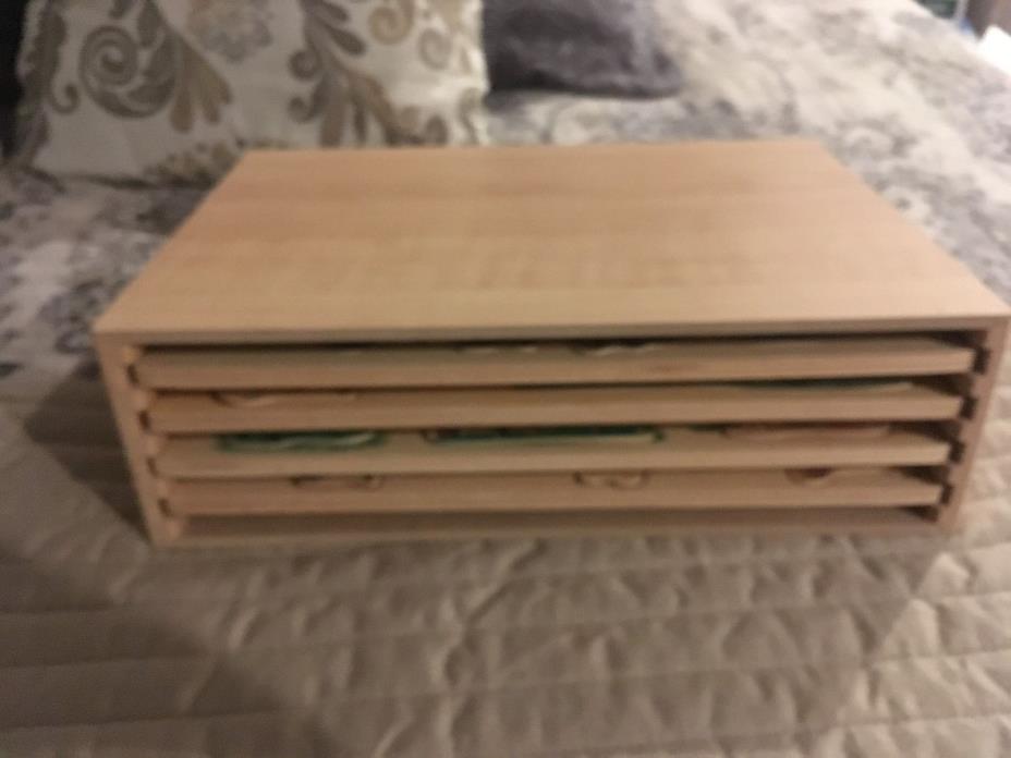 Wooden Puzzle Storage Rack Includes 4 Puzzles Animals & Transportation
