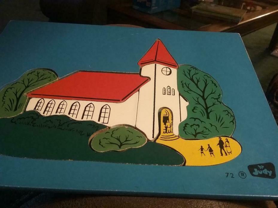 Vintage by Judy Wood Puzzle Church Cardboard 9 Pieces 72