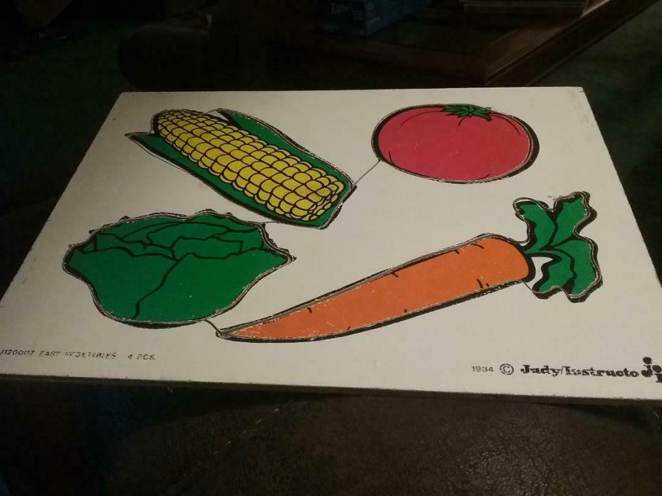 Vintage Wooden Board Puzzle Vegetable 1934 By Judy/Instructo 4Pcs Set