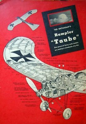 Rare RUMPLER TAUBE PLAN + CONSTRUCTION ARTICLE for 1/2A FF ScaleModel Airplane