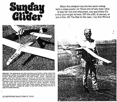 SUNDAY GLIDER PLAN + CONSTRUCTION ARTICLE for 72