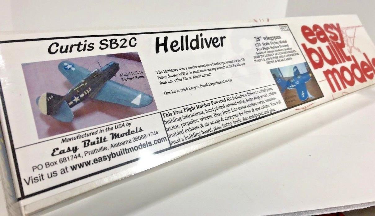 Easy Built Models Rubber Powered Balsa Model FF72 Curtis Helldiver SB2C SEALED!!