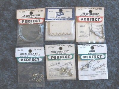 Perfect U Control hardware 1/2A UC Planes,6 Packs,leadout wire,cloth hinges,etc