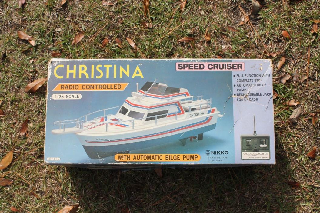 1982 VINTAGE NIKKO CHRISTINA RC RADIO CONTROL SPEED BOAT 1/25 SCALE ORIG BOX