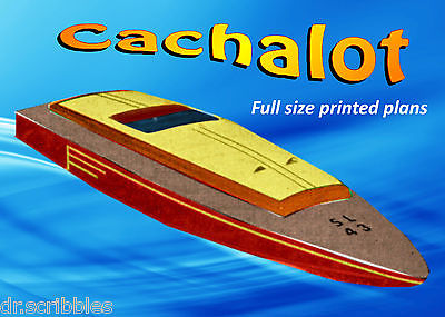 Model Racing Boat Full Size Printed Plan & Article Cachalot for Radio Control
