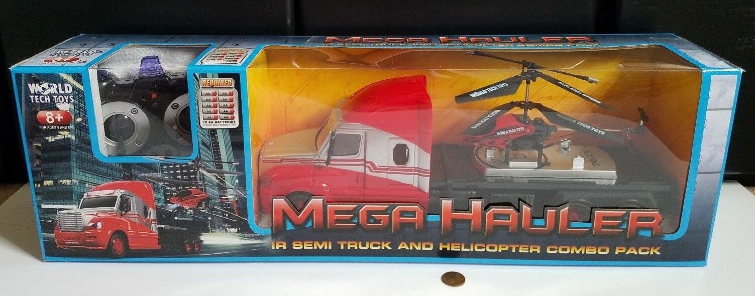 World Tech Toys 35861 Mega Hauler RC Truck & RC Helicopter Combo Pack Brand New