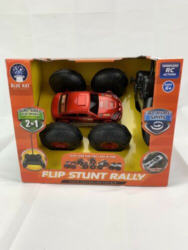 Flip Stunt Rally Radio Control 2 in 1 Red White Car Blue Hat Wireless RC New