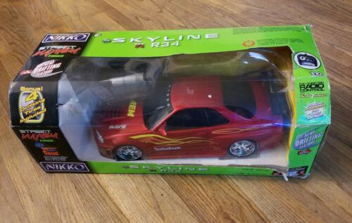 NIKKO GTR Skyline R34 Remote Control Car RC No Charger Box As Is Drifter Racer
