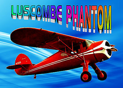 Full Size printed Plans 1:16 Scale LUSCOMBE PHANTOM 23' span Rubber Power
