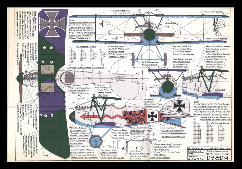 WWI ALBATROS ENGINEERING DESIGN GRAPHICS - 8 PAGES