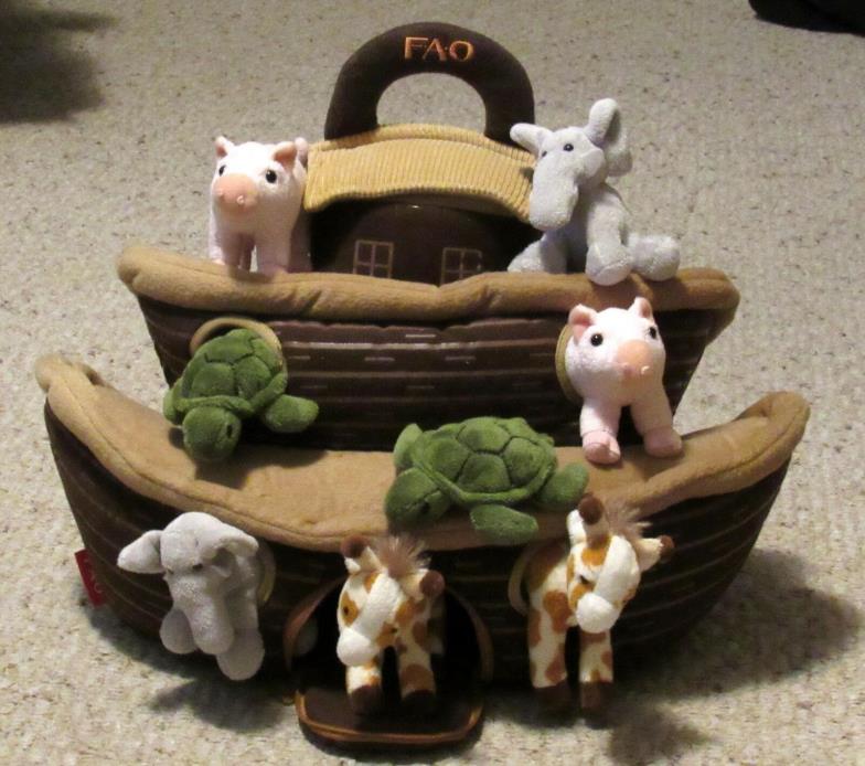 FAO Schwarz Noah Ark Plush Stuffed Animal Playset Bible Story Boat Toy Noah’s