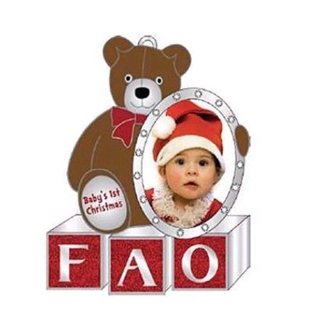 FAO Schwarz Baby's First Christmas Collectible Teddy Bear Ornament