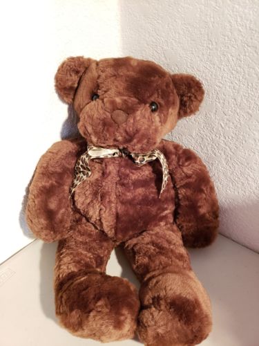FAO Schwarz Fifth Avenue Plush Dark Brown Teddy Bear bow