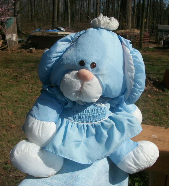 Vintage 1986 Puffalump Blue Stuffed Easter Bunny Rabbit Fisher-Price #8004 13