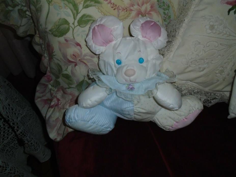Puffalump Fisher Price Baby MOUSE Blue Stripe Rattle Collar