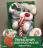 1987 Fisher-Price Puffalumps Christmas Mouse Grey Candy Cane Plush New 8016