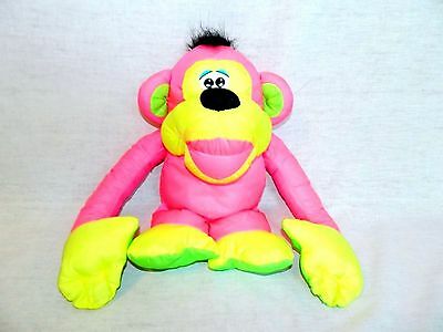 Vintage Fisher Price CHATTERING CHIMP puffalump Monkey Pink Yellow 1994 Sound