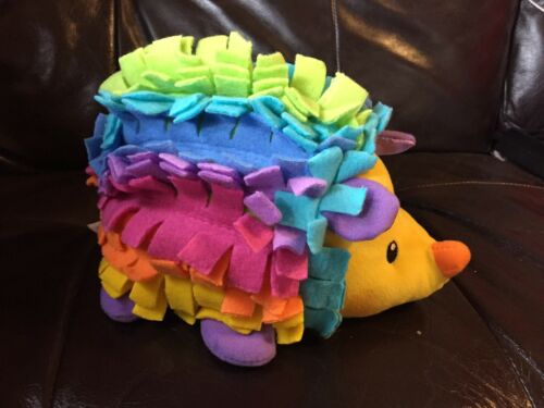 Colorful Fisher Price TOUCH & CUDDLE Rainbow Felt HEDGEHOG Plush Rattle Toy