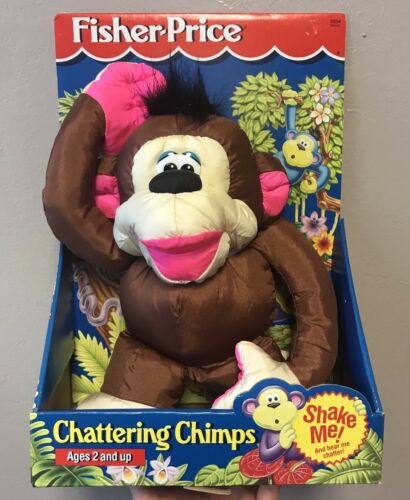 1994 Fisher Price Chattering Chimps In Box Puffalump Plush Brown