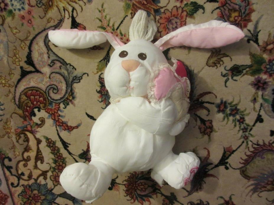 Vintage Fisher Price Puffalump Valentine Bunny Rabbit Plush Nylon Doll Hearts