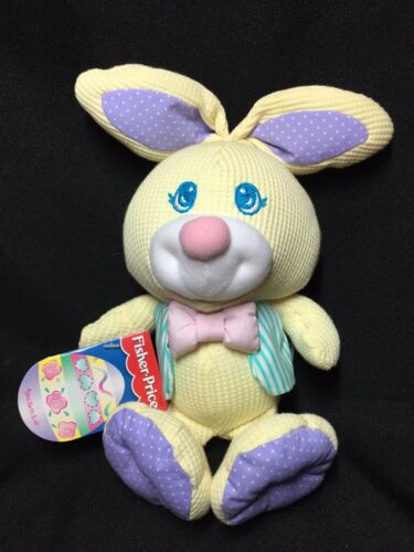 1997 Fisher Price Yellow Thermal Easter Cozies Bunny Rabbit Plush Bow Tie Cozy