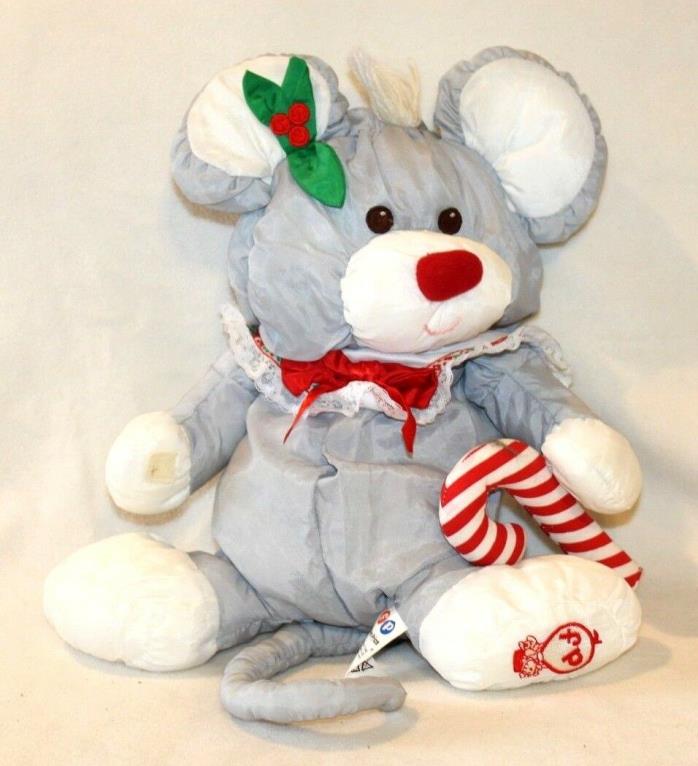 Puffalump Christmas Mouse Gray Candy Cane Plush 1987 Fisher Price Plush 8016 15