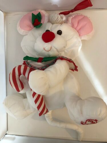 Puffalump Fisher Price White Mouse Plush Christmas Candy Cane Vintage 1987