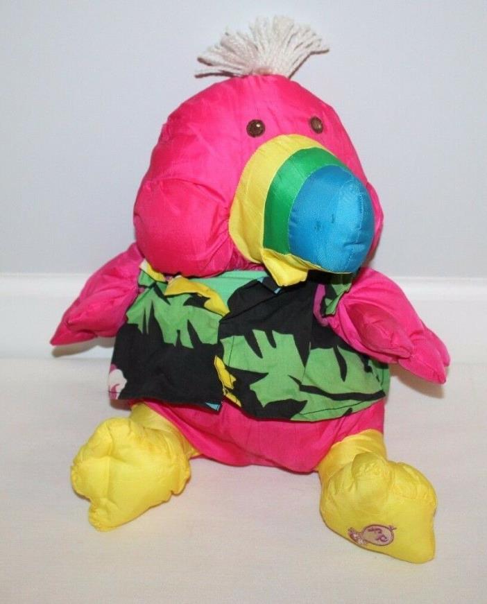 Vintage Fisher Price 1987 Pink Toucan Parrot Bird Puffalump Plush Stuff Toy 18