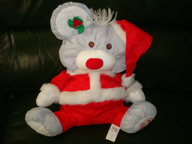 VINTAGE Fisher Price Puffalump Christmas Santa Mouse Plush #8029 YR.1988 SUPER