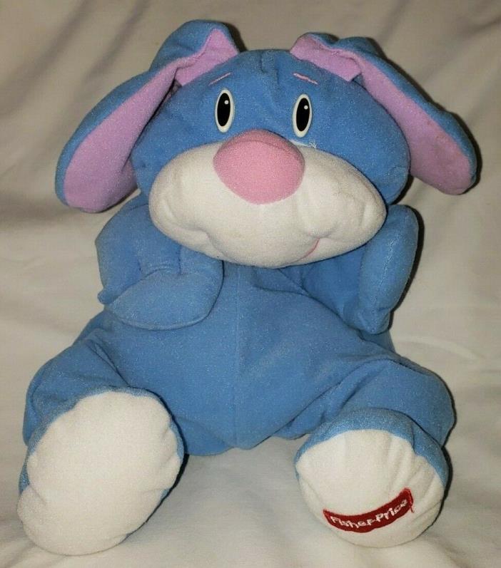 Vintage Fisher-Price Blue Rumple Puppy Dog Pink Nose 1999 Tag Plush Floppy Toy