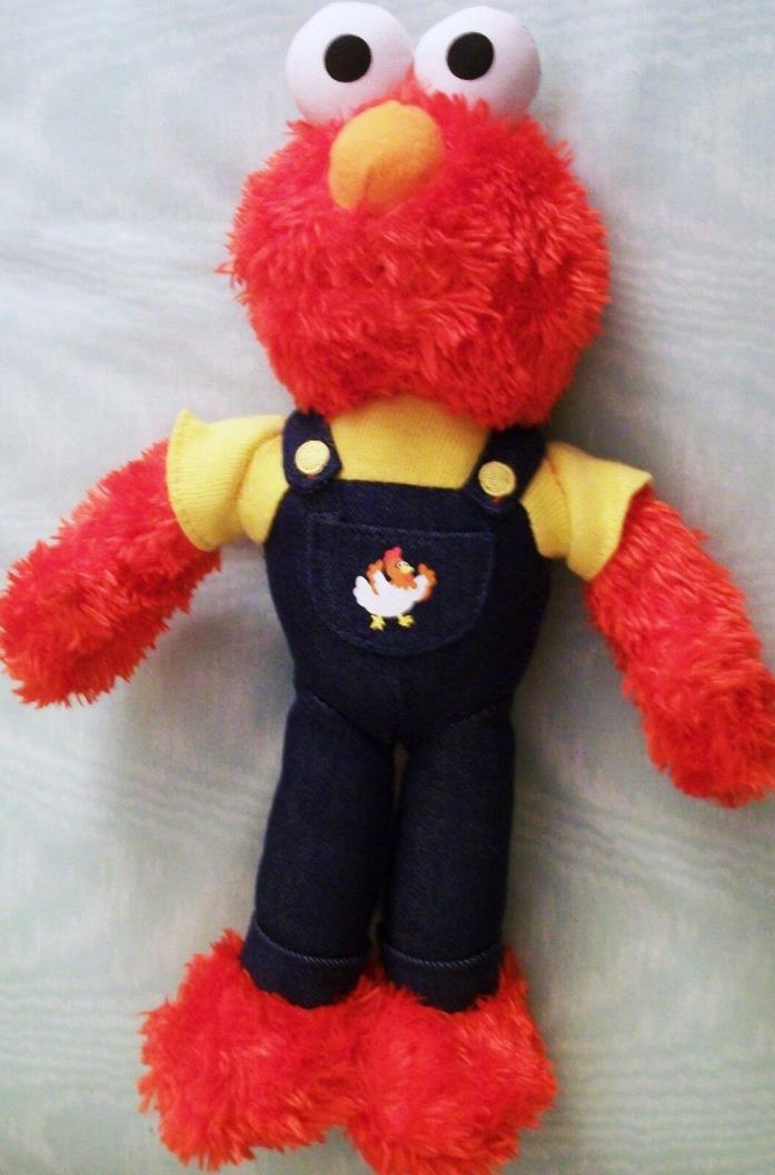 Sesame Street Elmo stuffed animal plush dressed in denim jeans