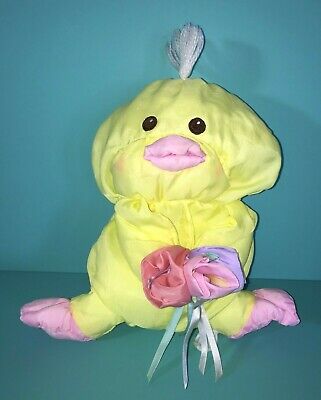 Fisher Price Puffalump Yellow Duck Chick Flowers Plush Easter Vintage 1988 #8027