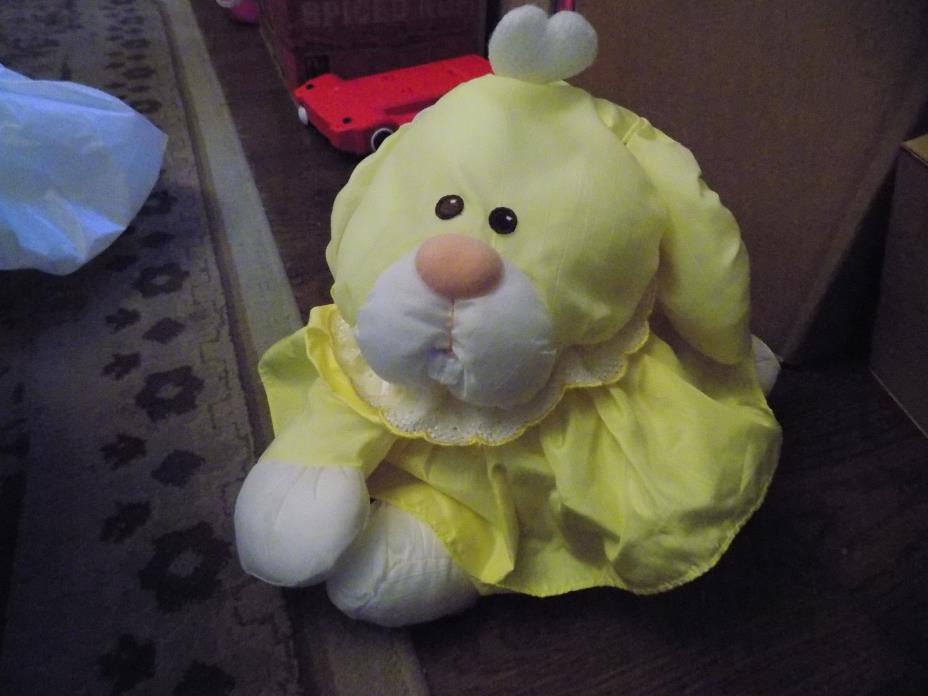RARE Vtg 1986 Fisher Price Puffalump Bunny Plush Rabbit Yellow Plush w/ dress!