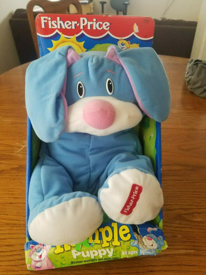 1998 Fisher Price Blue Rumple Rumble Puppy Dog Plush Stuffed Toy Vintage NEW