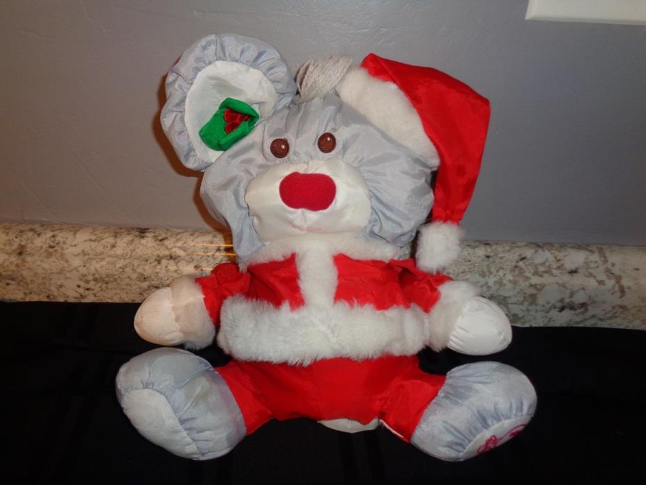 Fisher Price Vintage Puffalump Grey Santa Christmas Mouse 12