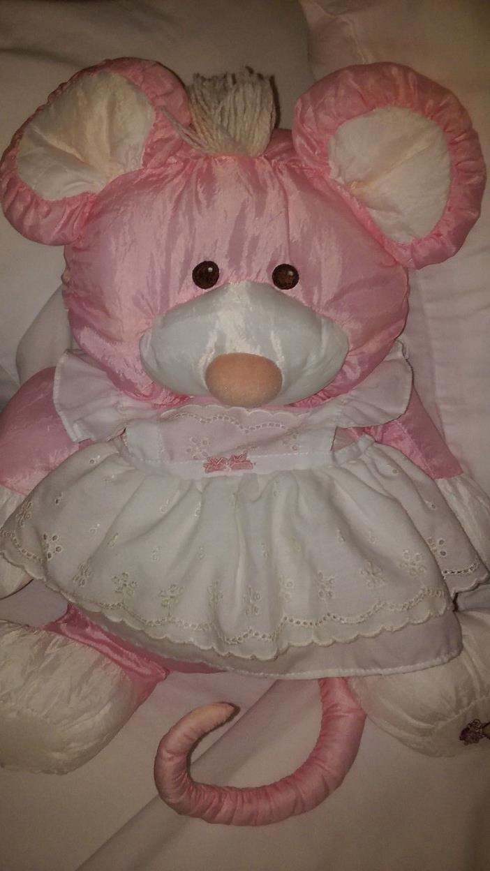 Vintage Fisher Price Pink Mouse Puffalump Stuffed Plush Animal 1980 Toy 15 Inch