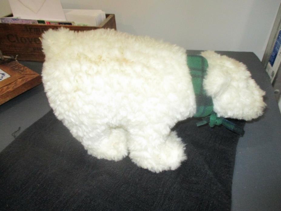 Vintage Gund polar bear with green scarf. Sweet